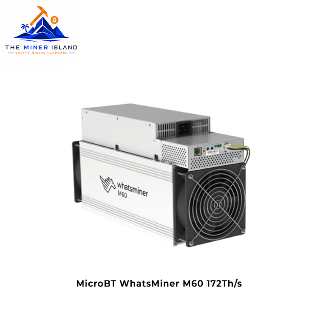 MicroBT WhatsMiner M60 172Th/s Bitcoin ASIC Miner, Air-Cooled SHA-256