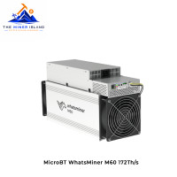 MicroBT WhatsMiner M60 172Th/s Bitcoin ASIC Miner, Air-Cooled SHA-256