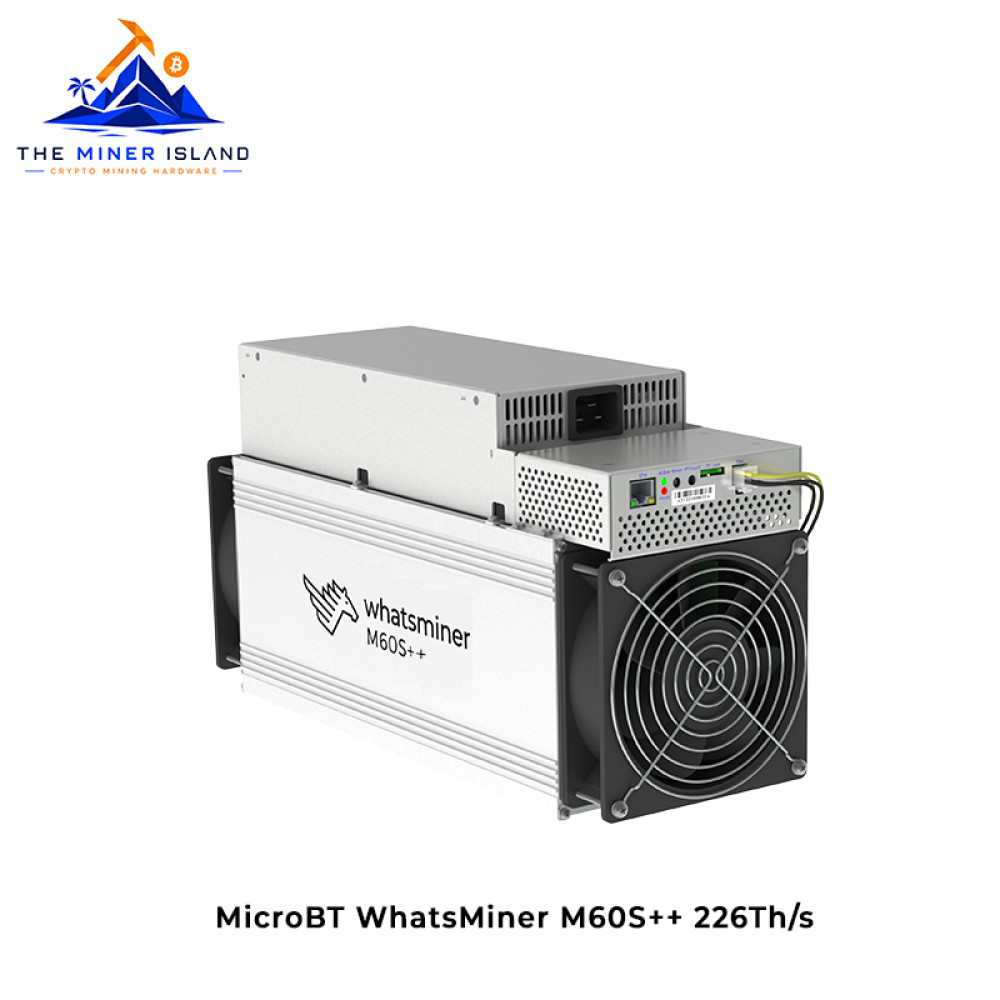 MicroBT WhatsMiner M60S++ 226Th/s Bitcoin ASIC Miner, Air-Cooled SHA-256