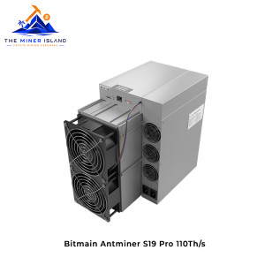 Bitmain Antminer S19 Pro 110Th/s Bitcoin ASIC Miner, Air-Cooled SHA-256